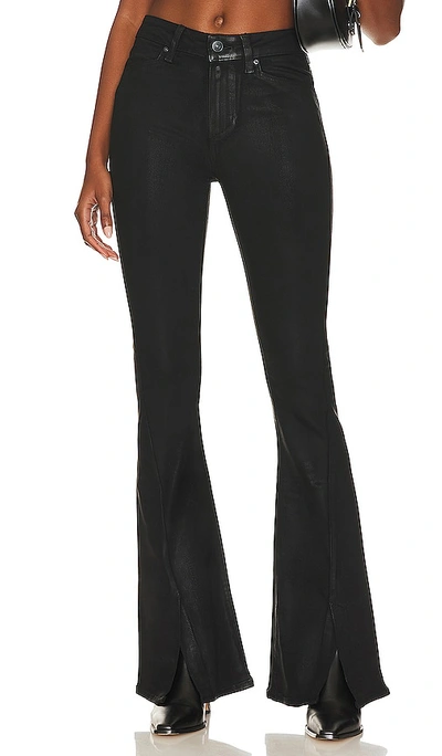 Paige Lou Lou Flared Trousers In Black Fog Luxe Coating
