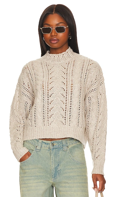 Autumn Cashmere Blouson Sleeve Cable Crew Neck In Cream