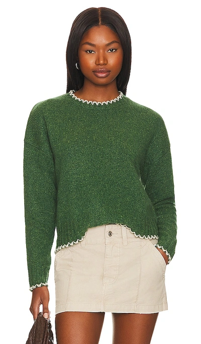 Autumn Cashmere Tipped Crew Neck In Green
