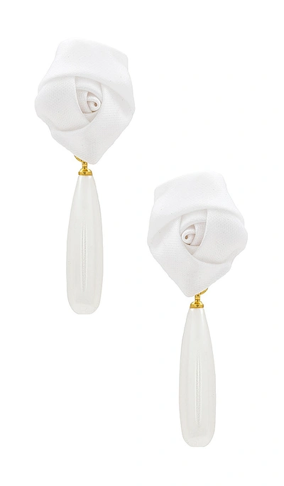 Petit Moments Rosette Pearl Pendant Earrings In White