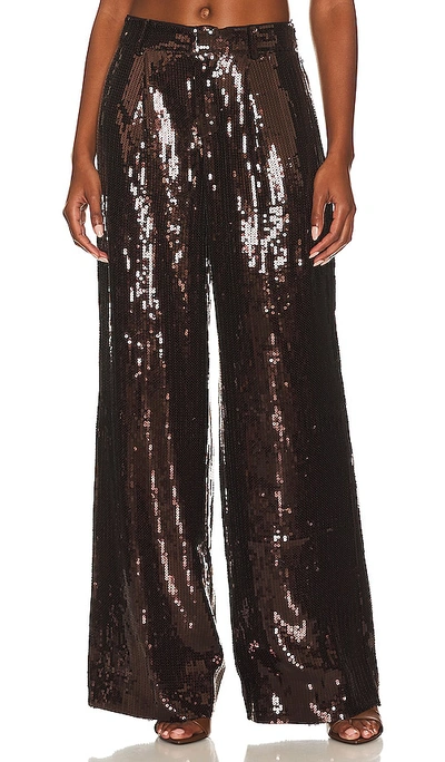 Retroféte Trinity Sequined Crepe Wide-leg Pants In Brown