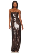 Retroféte Ember Strapless Gown In Brown