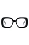 Celine Triomphe 51mm Square Reading Glasses In Shiny Black