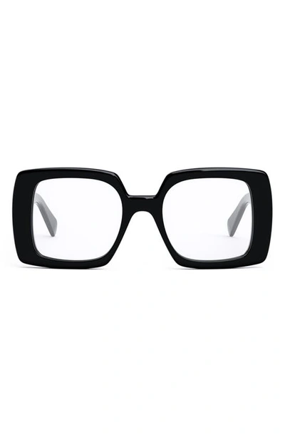 Celine Triomphe 51mm Square Reading Glasses In Shiny Black