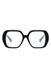 Celine Women's Triomphe 55mm Geometric Optical Glasses In Shiny Black