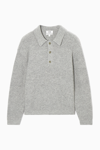 Cos Ribbed Wool And Cashmere-blend Polo Shirt In Grey