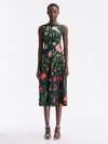 OSCAR DE LA RENTA CAMELLIA COTTON POPLIN MIDI DRESS