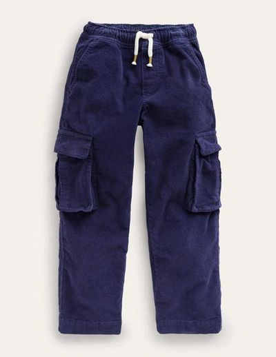 Mini Boden Kids' Cord Cargo Trousers French Navy Boys Boden
