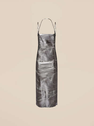 Attico Mirrored-leather Midi Dress In Silver