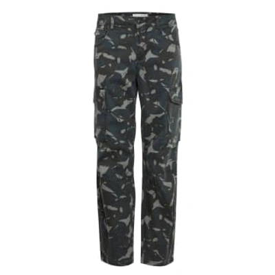 Pulz Pzlian Cargo Trousers Blue And Black Camouflage