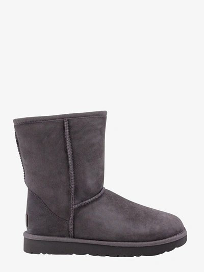 Ugg Mid-calf Suede Boots With Plush Lamb Lining In Gray