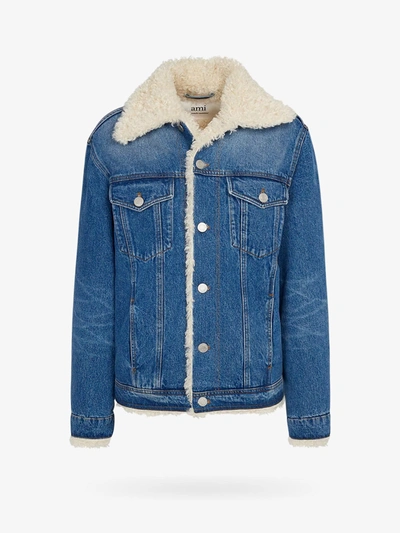 Ami Alexandre Mattiussi Trucker Cotton Denim Jacket In Blue