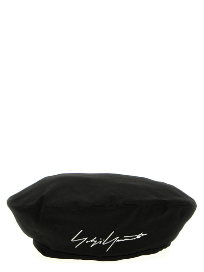Yohji Yamamoto Logo-print Cotton Beret In Black
