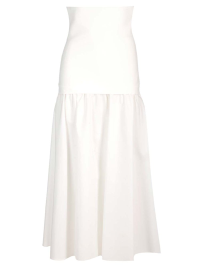 Ferragamo Salvatore  Flared Midi Skirt In White