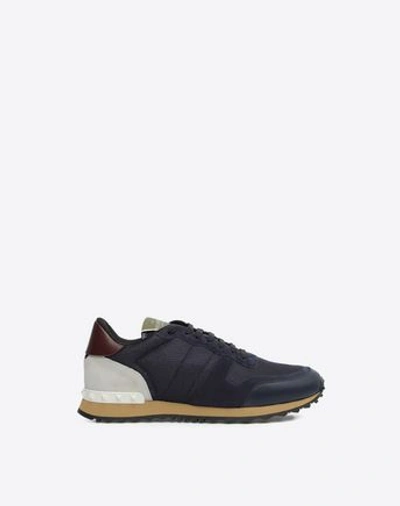 Valentino Garavani Mens Blue Other Garavani Rockrunner Suede And Mesh Trainers In Dark Blue