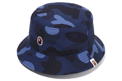 Pre-owned Bape Color Camo Bucket Hat (fw23) Navy