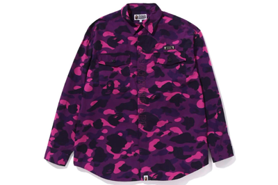 Pre-owned Bape Color Camo Cpo Shirt Purple