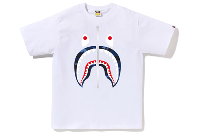 Pre-owned Bape Color Camo Shark Tee White/navy