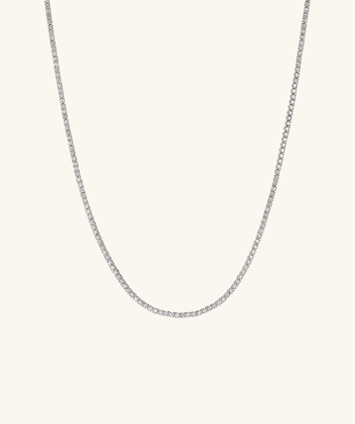 Mejuri Diamond Tennis Necklace White Gold In Silver