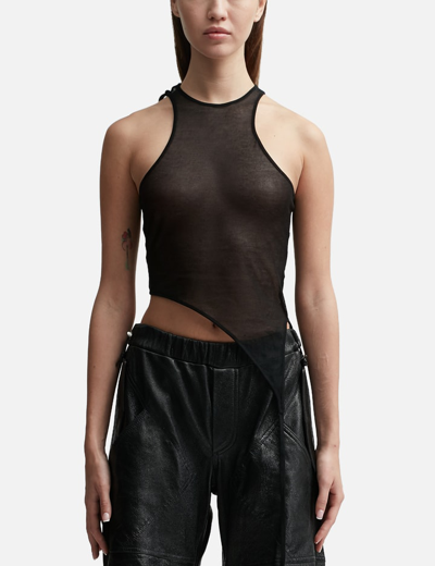 Andreädamo Sheer Silk Blend Knit Tank Top In Black