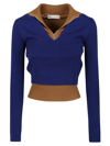 TORY BURCH TORY BURCH DOUBLE LAYERED ZIP KNITTED PULLOVER