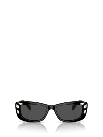 Swarovski Rectangle Frame Sunglasses In Black