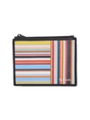 PAUL SMITH MULTICOLOUR STRIPED PATTERN LEATHER CARD HOLDER