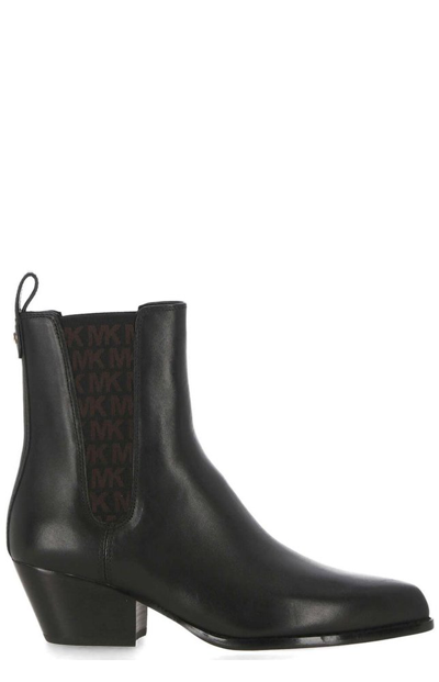 Michael Michael Kors Pointed-toe Leather Ankle Boots In Black