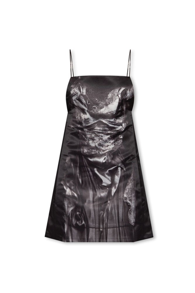 Y/project Compact-print Slip Mini Dress In Black