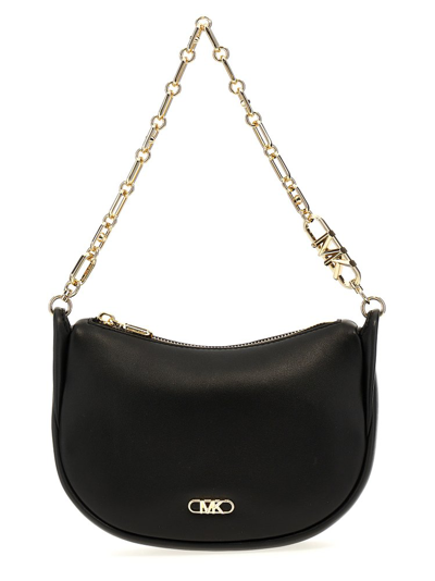 Michael Kors Logo Plaque Chained Small Shoulder Bag In Black