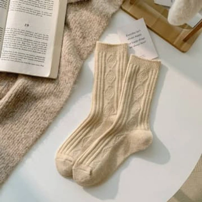 Happy Knits Warm Socks In Neutrals