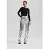 By Malina Womens Silver Daphne Metallic Straight-leg High-rise Woven Trousers In Metallic