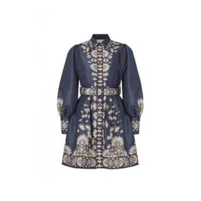 By Malina Mathilde Belted Printed Dress In Tile | ModeSens