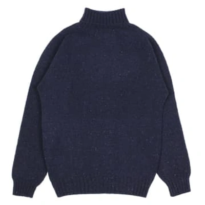 Merchant Menswear Chunky Nep Roll Neck Jura Blue