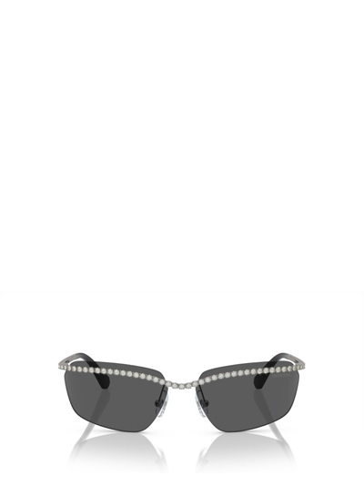 Swarovski Embellished Rectangle Frame Sunglasses In Grey