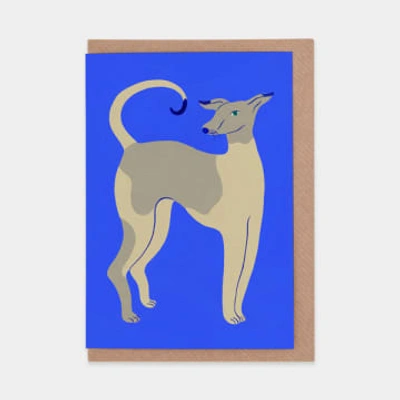 Agathe Singer Young Dog On Blue Greetings Card