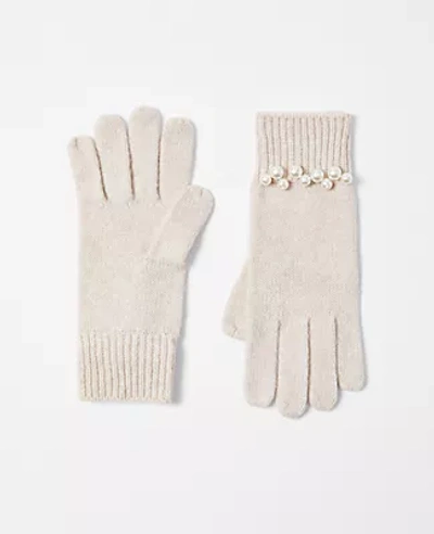 Ann Taylor Pearlized Embellished Gloves In Moon Cloud