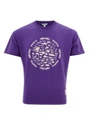 KENZO PURPLE COTTON T-SHIRT WITH FRONT PRINT