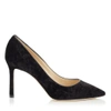 Jimmy Choo Black Velvet Romy Pump In Black