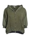 European Culture Woman Sweatshirt Green Size M Cotton, Rayon, Viscose, Linen, Elastane