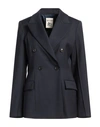 SEMICOUTURE SEMICOUTURE WOMAN BLAZER NAVY BLUE SIZE 6 VIRGIN WOOL, POLYESTER, VISCOSE, ELASTANE