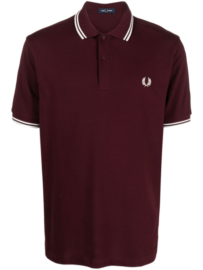 Fred Perry Logo-embroidered Cotton Polo Shirt In Burgundy