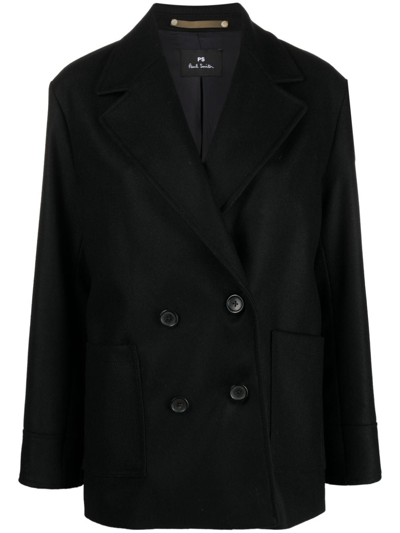 Ps By Paul Smith Notched-lapels Double-breasted Coat In Black