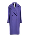 Annie P . Woman Coat Purple Size 10 Virgin Wool, Polyamide, Cashmere