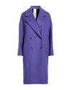 Annie P . Woman Coat Purple Size 8 Virgin Wool, Polyamide, Cashmere