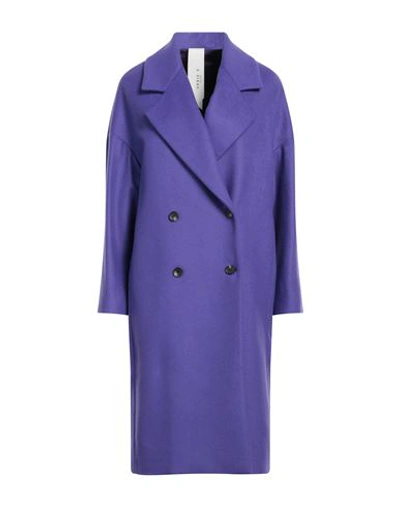 Annie P . Woman Coat Purple Size 8 Virgin Wool, Polyamide, Cashmere