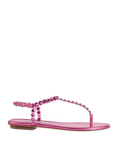 Aquazzura Fuchsia Knot Strap Sandals In Pink