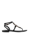 Emanuélle Vee Woman Thong Sandal Black Size 7 Soft Leather