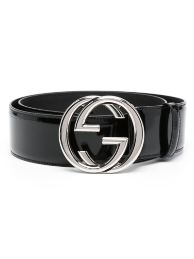 Gucci Interlocking G Buckle Wide Belt In Black
