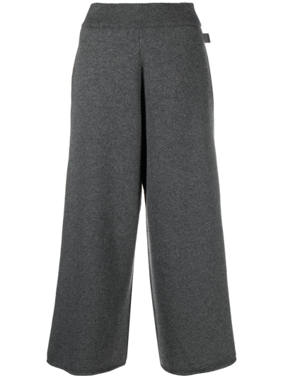 Loewe Cropped Cashmere Wide-leg Trousers In Grey